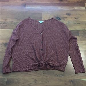 red maroon button down soft long sleeve